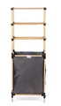 Seowood Többfunckiós rendszerező tárolókosárral, 141 x 56 x 28 cm, tömör fa/textil, természetes/szürke