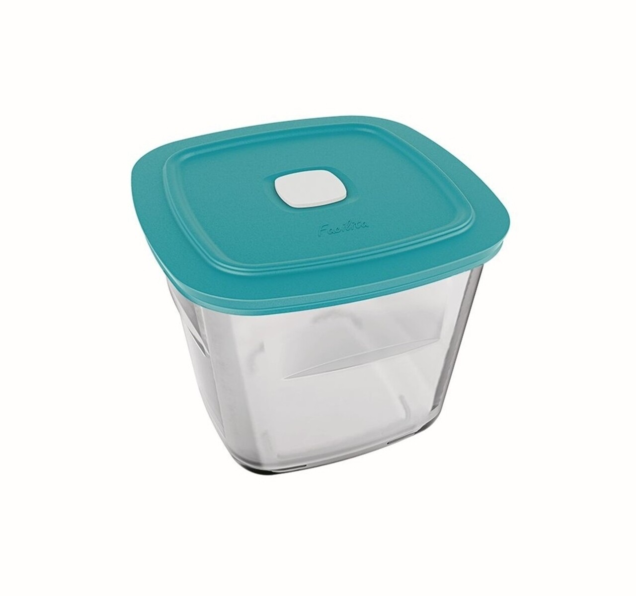 Élelmiszerdoboz légmentesen záródó négyzet alakú tetővel, Marinex, 1 L, műanyag (PP) / hőálló üveg, kék