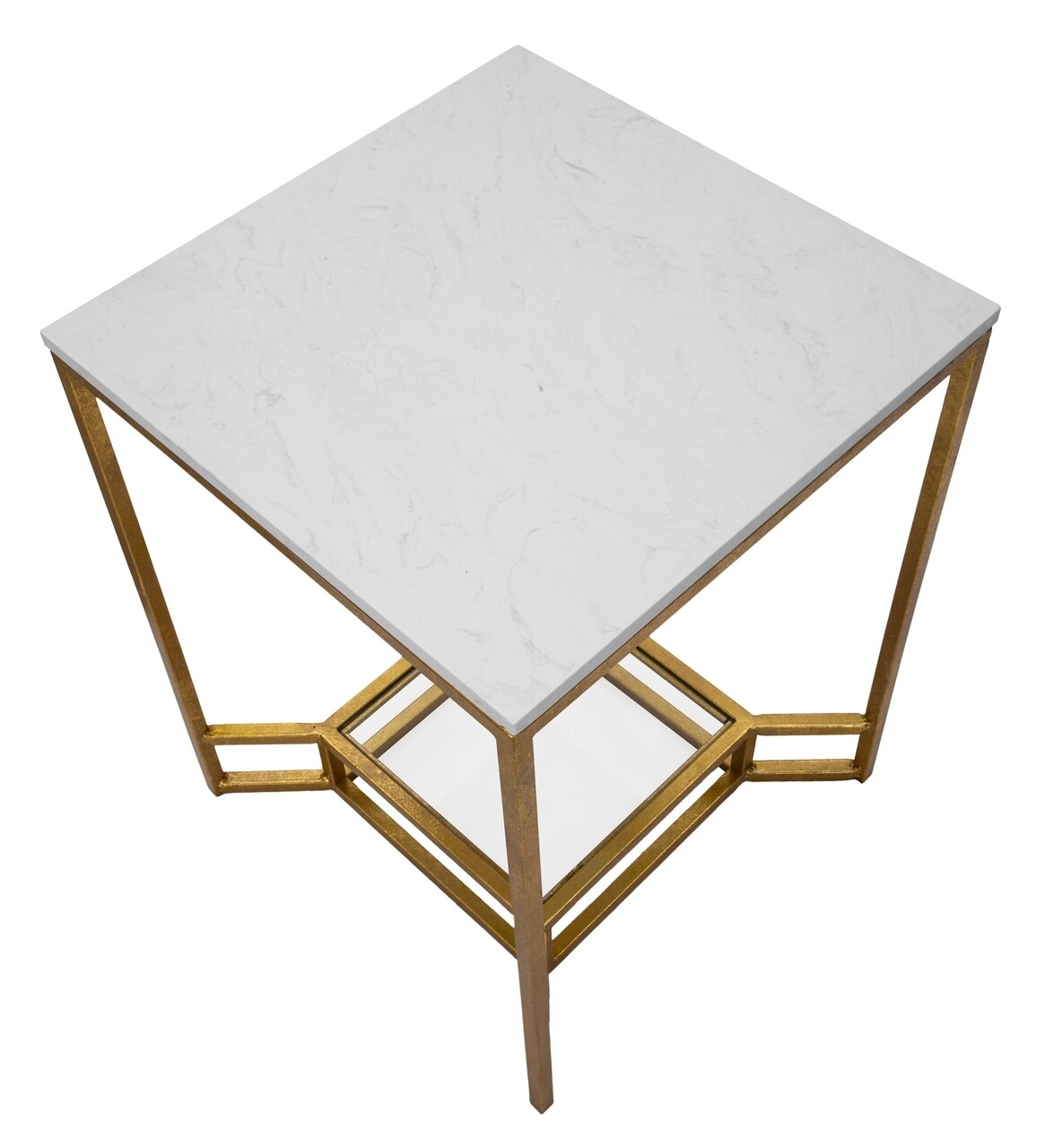 Double Dohányzóasztal, Mauro Ferretti, 47x47x60 Cm, Vas, Aranyszín/fehér