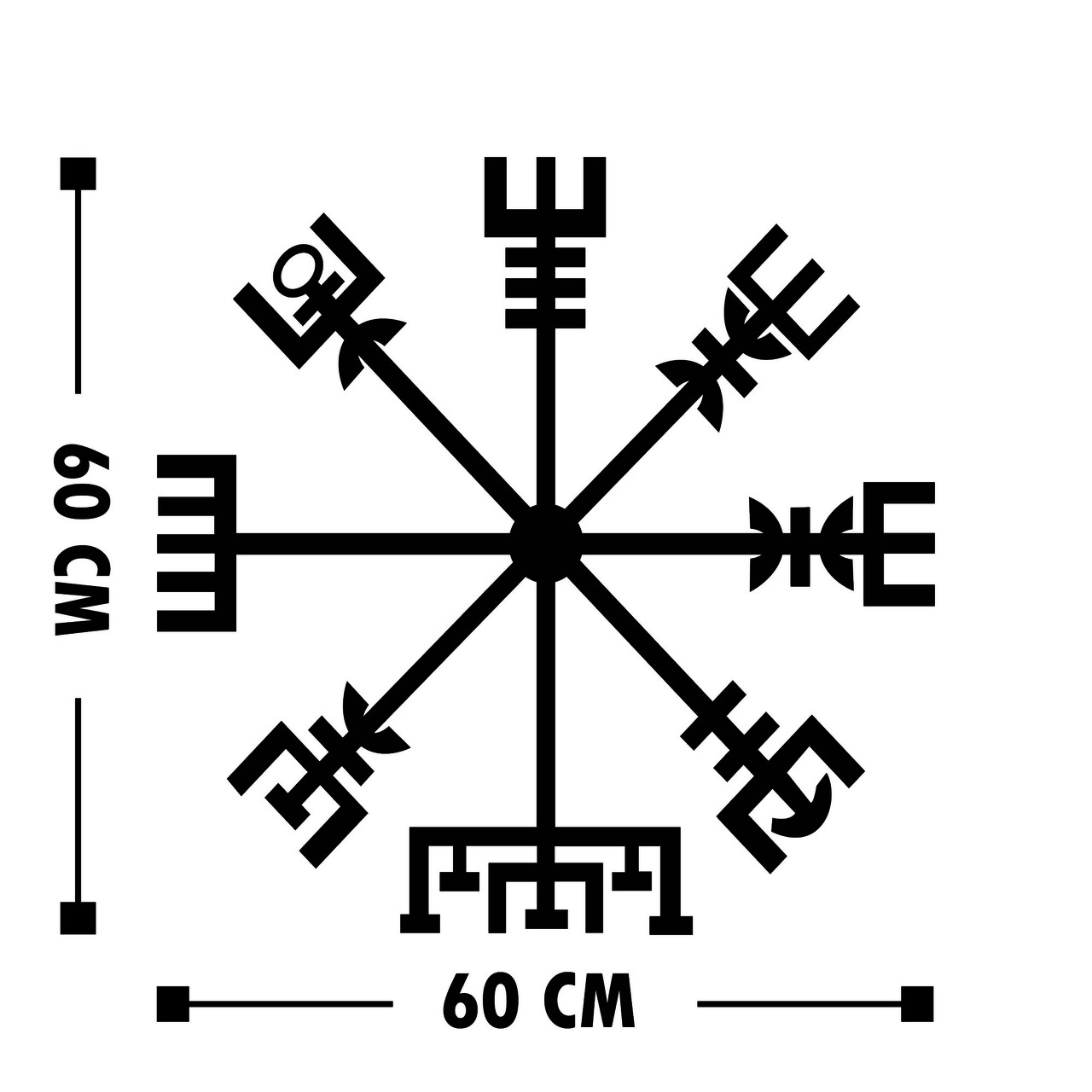 Vegvisir Fali Dekoráció, Tanelorn, 60x60 Cm, Fém