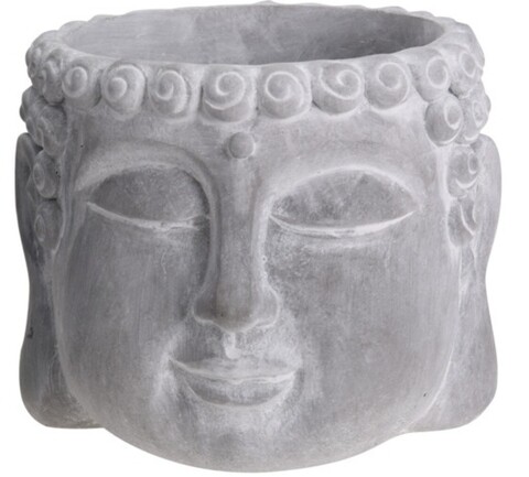 Buddha edény, 16x16x12,5 cm, cement, szürke