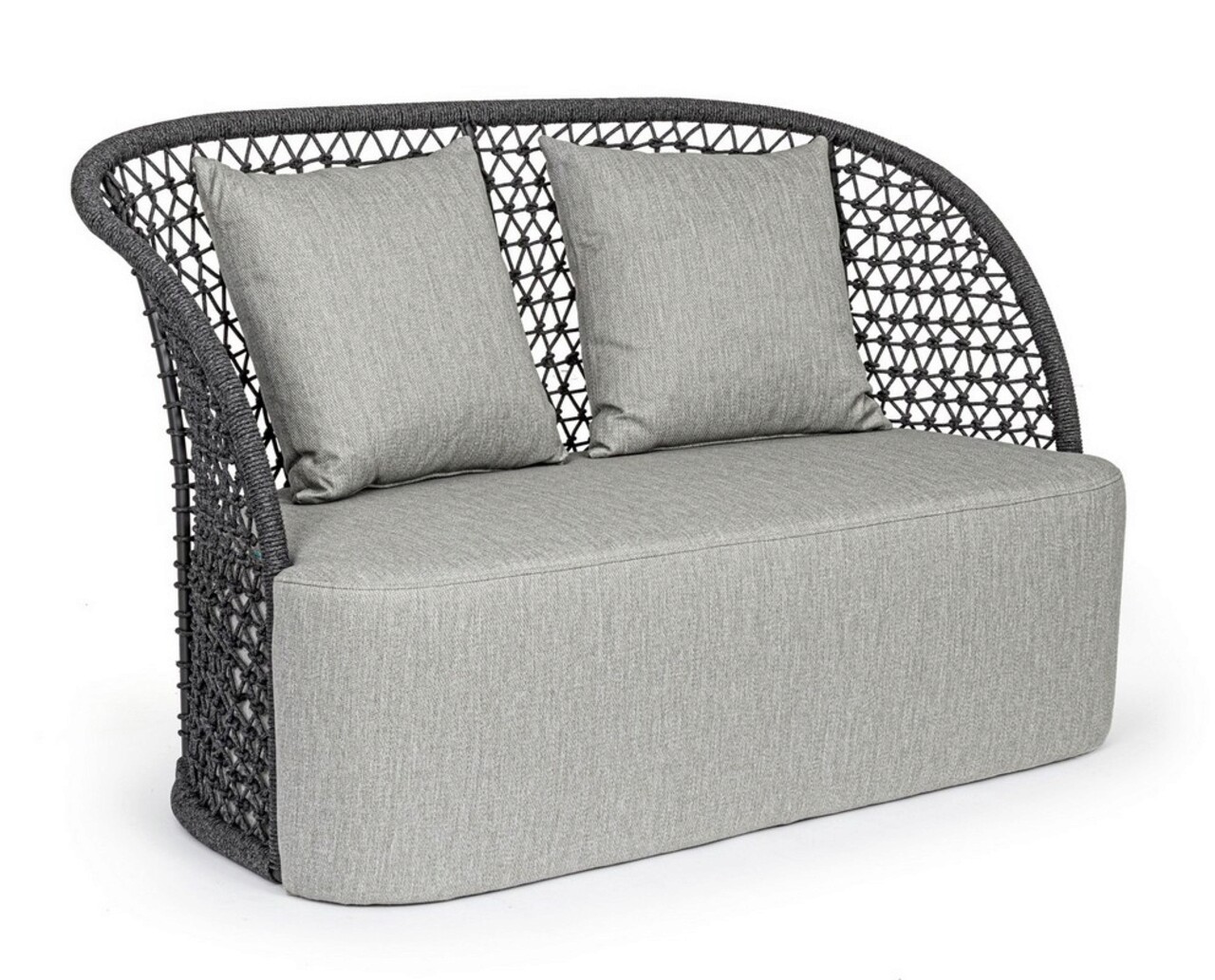 Cuyen Terasz/kerti kétszemélyes kanapé, Bizzotto, 150 x 81 x 93 cm, alumínium/olefin szövet, szénszürke