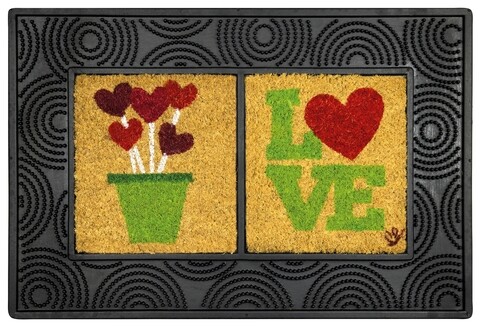 Bejárati szőnyeg, Olivio Tappeti, Window, Love, 40 x 60 cm, gumi / kókuszrost, sokszínű