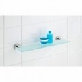 Bosio Shine üvegpolc, Wenko, 13,5 x 46,5 cm, üveg / rozsdamentes acél, ezüst