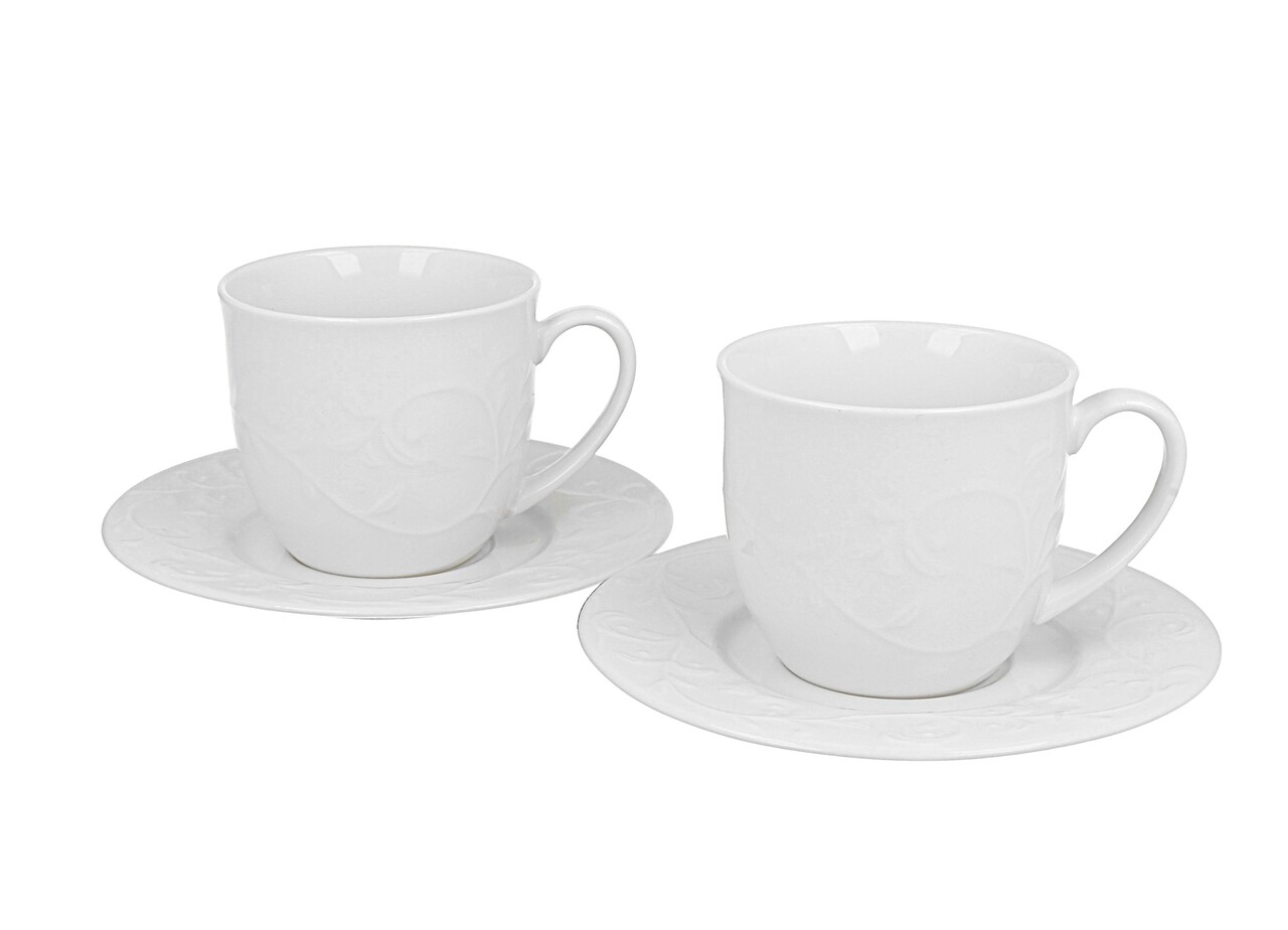 2 db-os csésze szett tányérral, DUO, Hemingway, porcelán, fehér