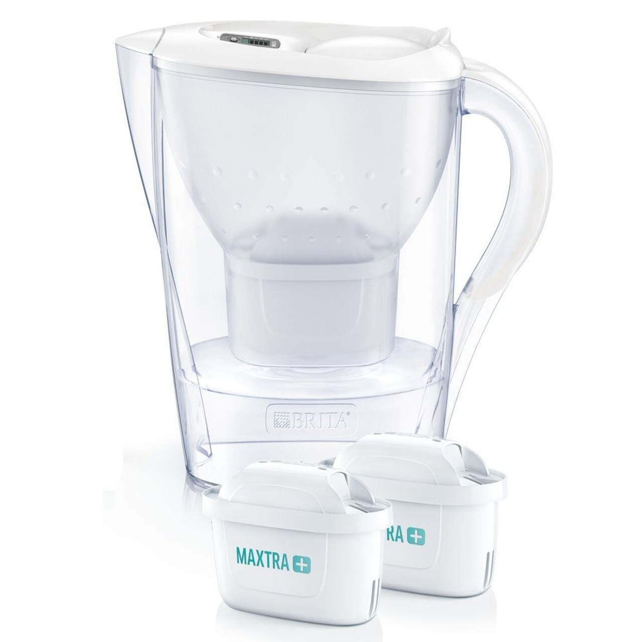 BRITA Marella 2,4 L Maxtra + Szűrőpohár Készlet (fehér) 2 Szűrővel és Termosz üveggel