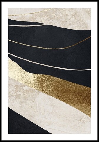 Styler Kép, Black & Gold II, 50 x 70 cm, MDF, színes