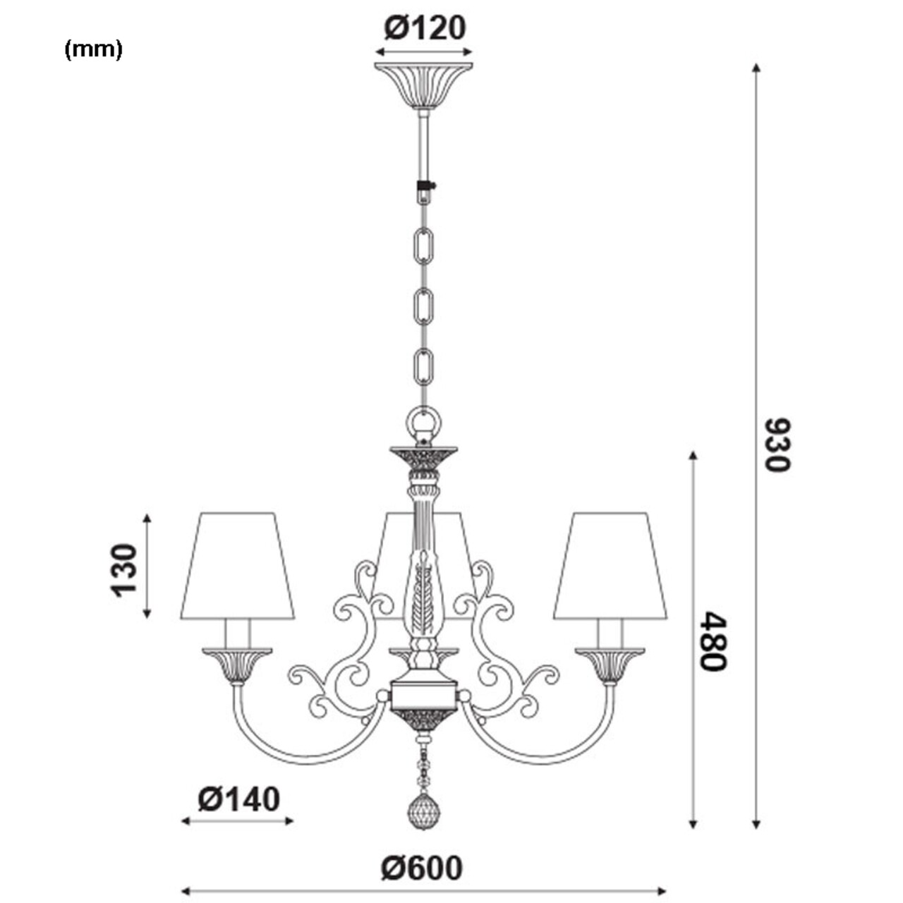 Aca Lighting Csillár, Toll, 3xE14, 60W