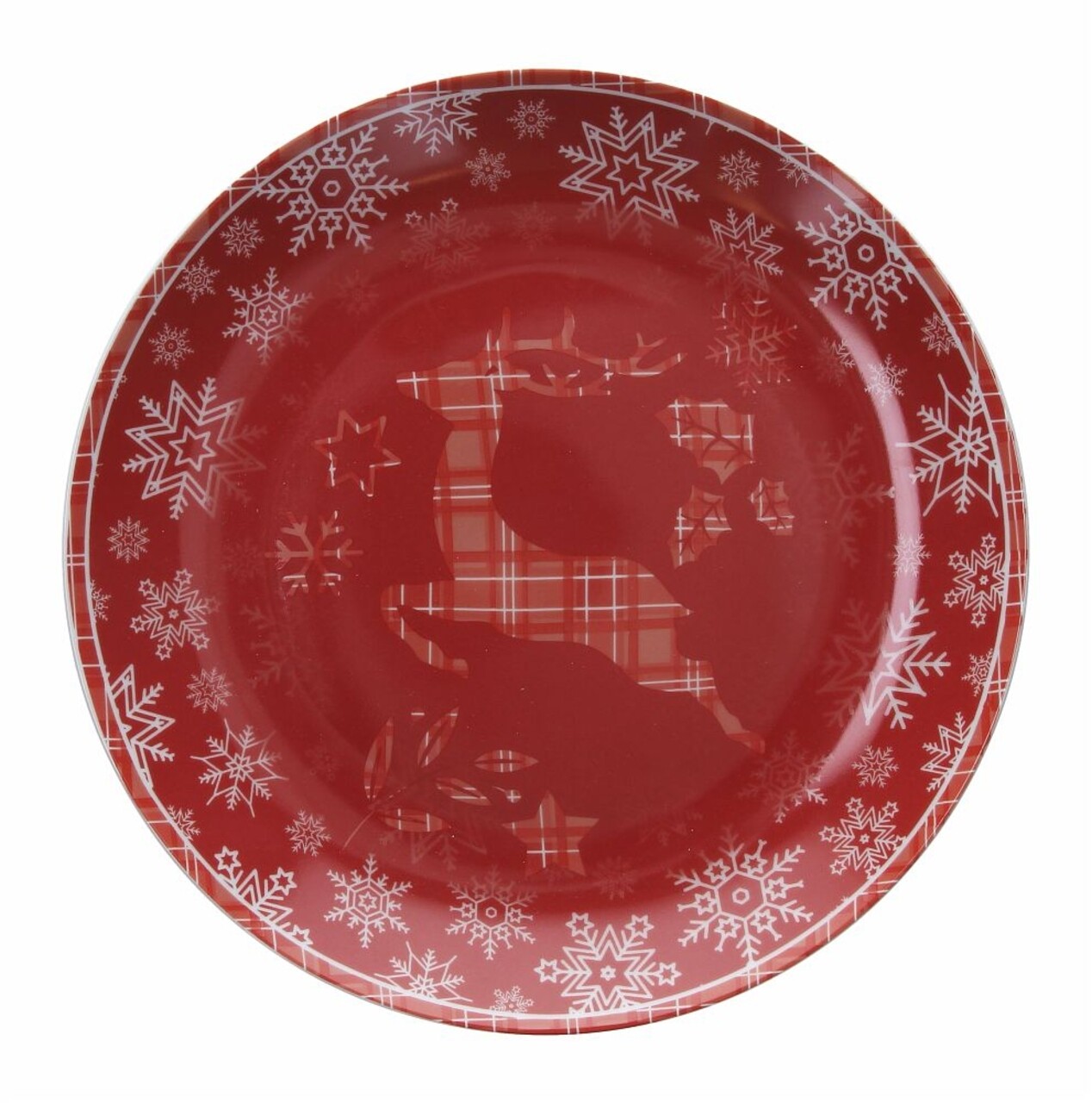 Panettone fennsík, Tognana, karácsonyi vörös rénszarvas, 30 cm Ø, porcelán, többszínű