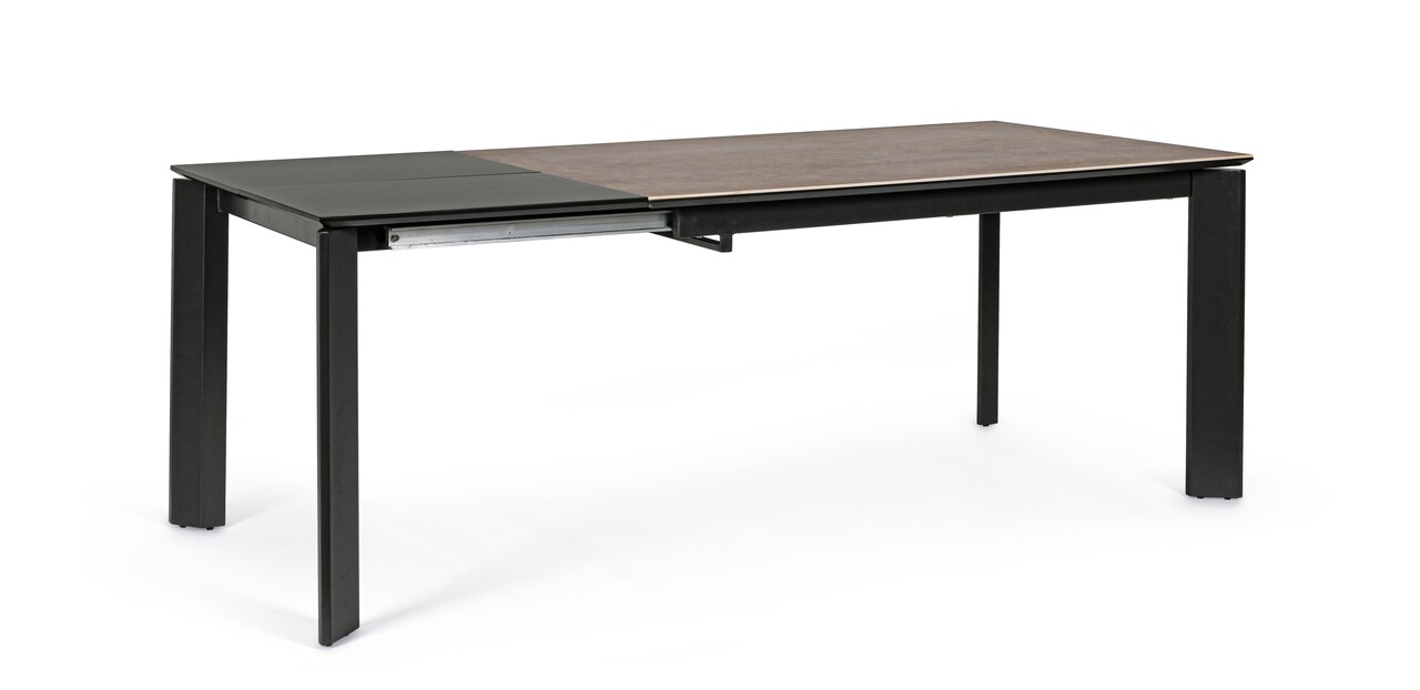 Briva Kihúzható asztal, Bizzotto, 140/200 x 90 x 76 cm, acél, szürke/fekete