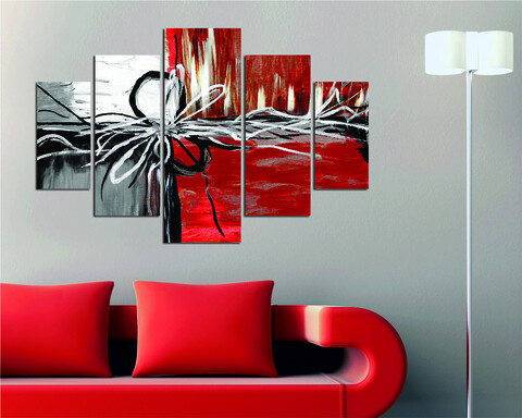 Set 5 tablouri decorative, ST148, MDF , 56 x 20 cm, Multicolor