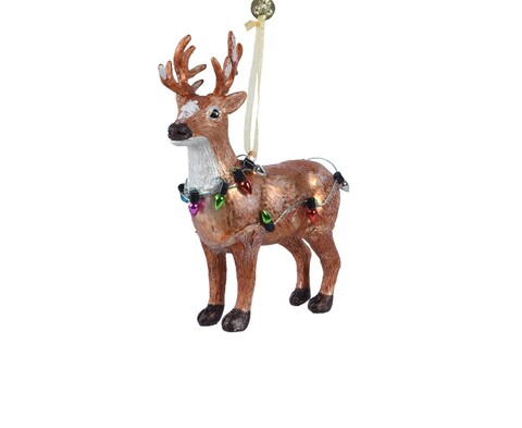 Deer Díszgömb, Decoris, 4.5x10x13.5 cm, üveg, színes
