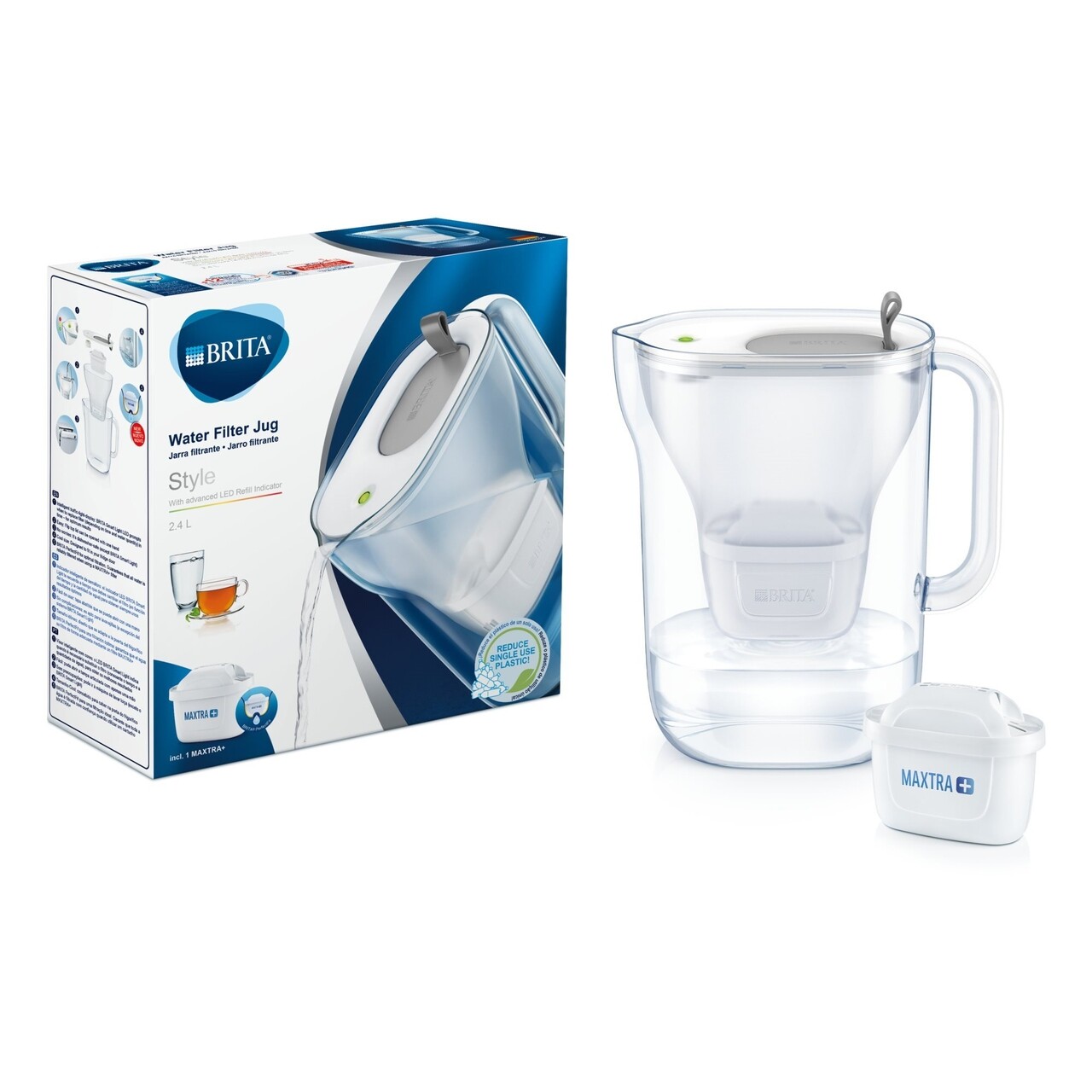 Brita Szűrőkancsó, Style MAXTRA + Műanyag, 2,4 L, Szürke