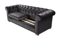 Oxford Chesterfield Kihúzható kanapé, 88x216x75 cm, 3 személyes, grafit szürke