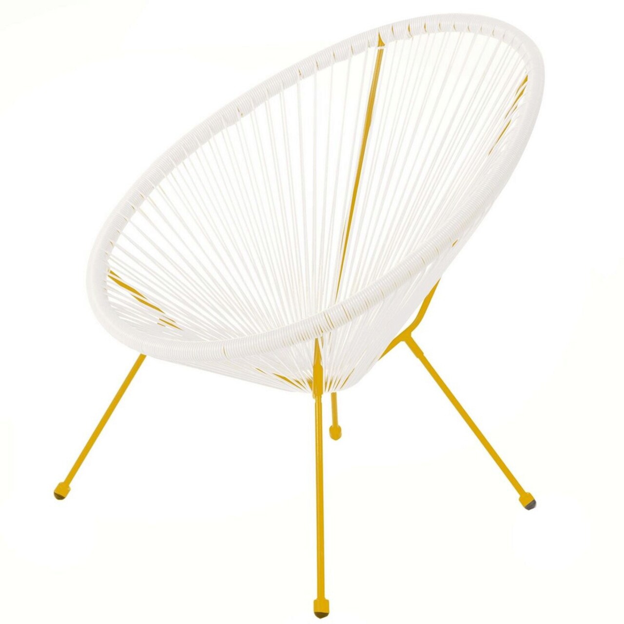 BigBuy Home Acapulco Kerti szék, 70 x 80 x 85 cm, acél/szintetikus rotáng, fehér/mustársárga