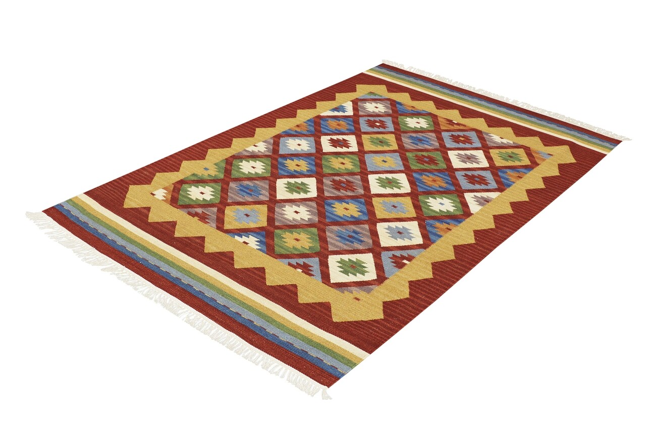 Kilim Szőnyeg, Kilim Classic K-14 Red, Baketo, 100% új-zélandi Gyapjú, Kézzel Készített, 75x125 Cm