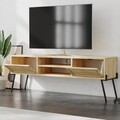 Naív TV komód, Decotie, 143x35,6x50,7 cm, melamin forgácslap, tölgy