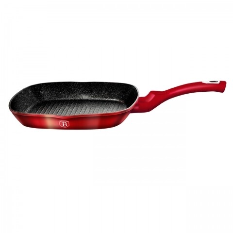 Grill serpenyő, Berlinger Haus, 28 cm, kovácsolt alumínium és márvány, Burgundia