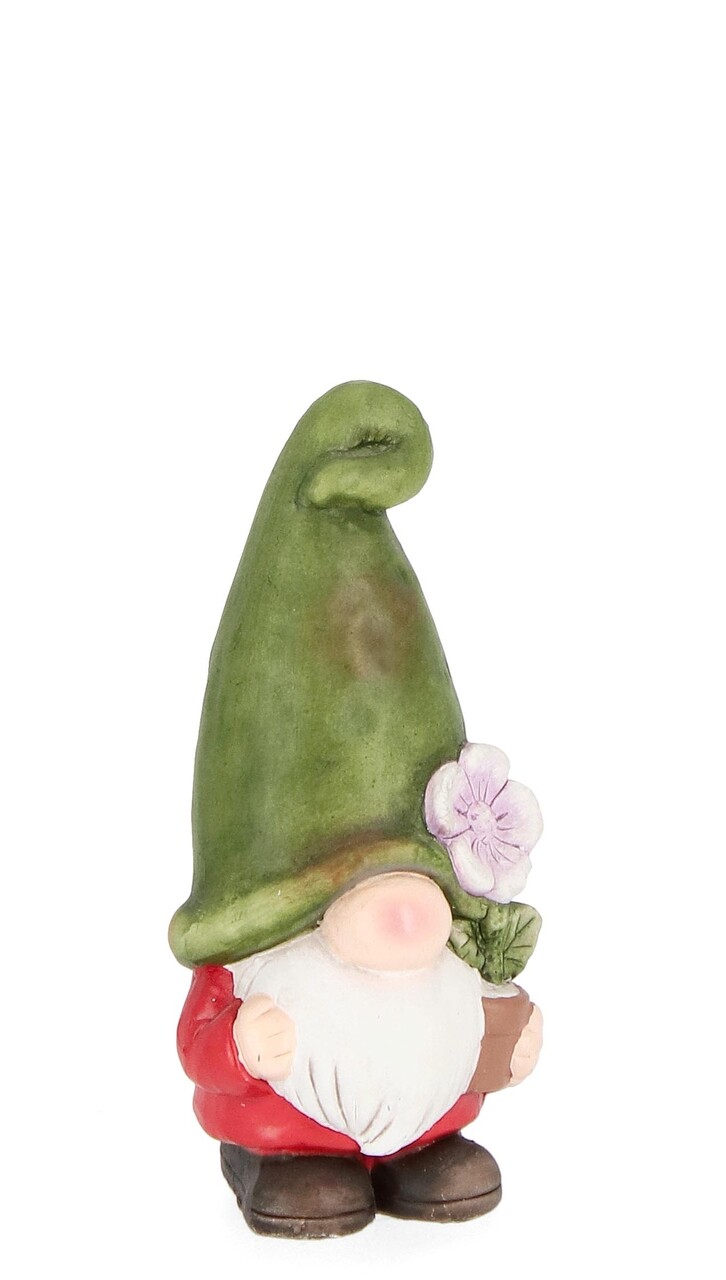 Blossom Gnome W-Flower Kerti dekoráció, Bizzotto, 8 x 18.5 cm, terrakotta