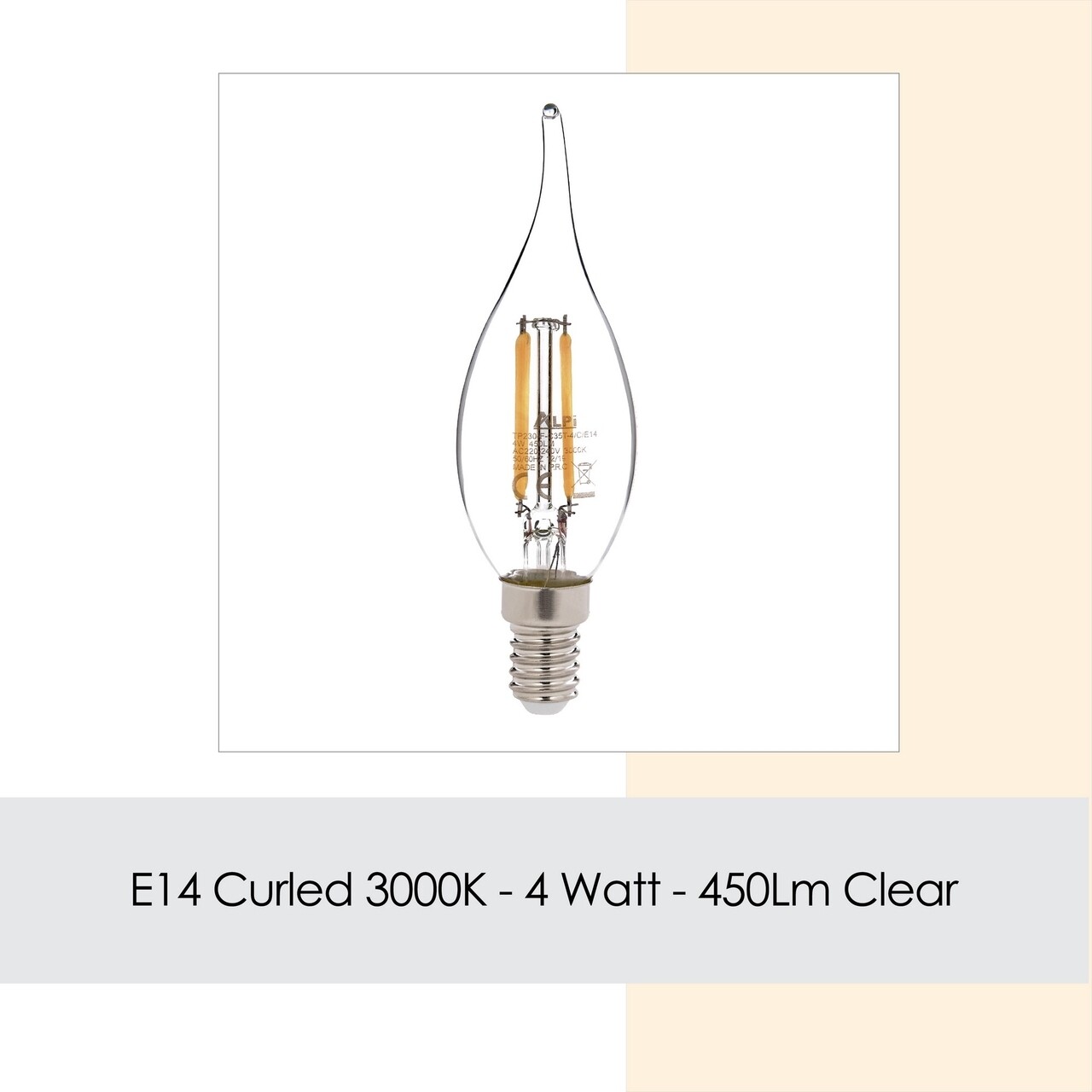 LED Izzó, Sage, E14 Kıvrık Gün Işığı, E14, 4 W, 3000K, 450 Lm, üveg