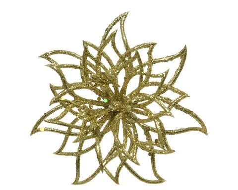 Mikulásvirág dekoráció, Decoris, 14x5 cm, műanyag, arany