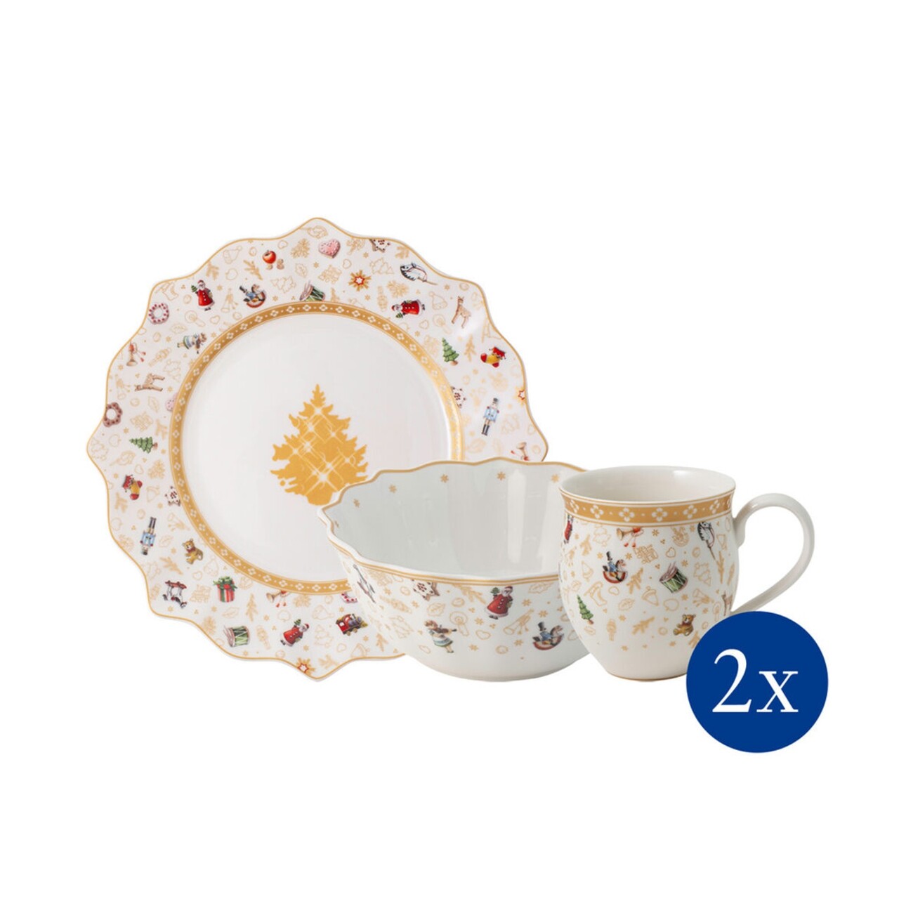 Reggeli 2 fő részére, villeroy & boch, toy's delight anniversary, 6 db, prémium porcelán