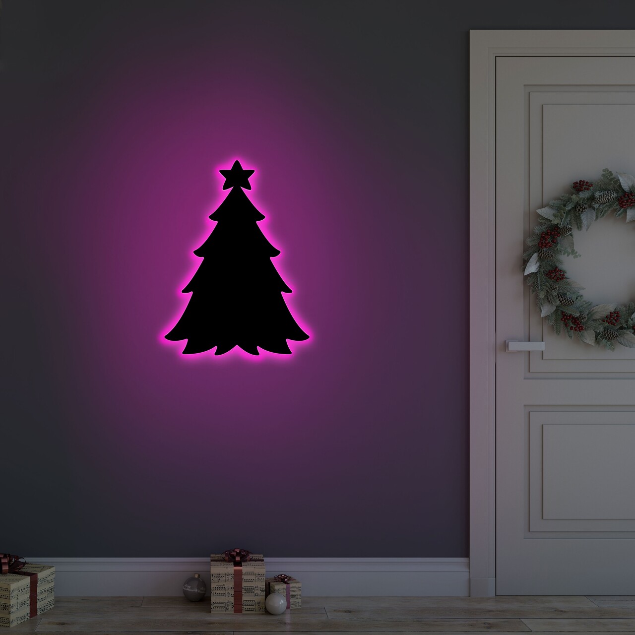 Christmas Pine 2 Fali lámpa, Neon Graph, 20x27 cm, rózsaszín