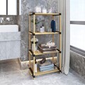 Seowood Többfunckiós rendszerező, 4 polccal, 92.5 x 49 x 28 cm, tömör fa, természetes