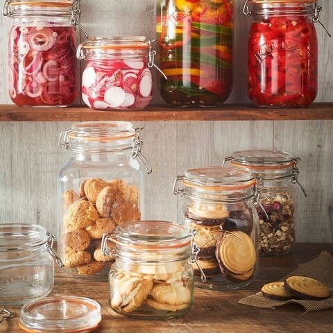 Hermetikusan lezárt tégely, Kilner, Oliver, 2 l, üveg, átlátszó