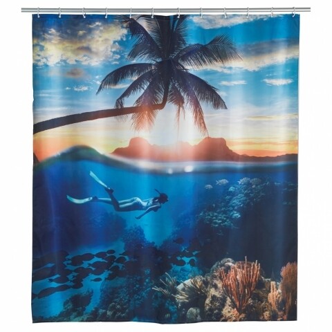 Underwater Zuhanyfüggöny, Wenko, 180x200 cm, 100% poliészter, színes