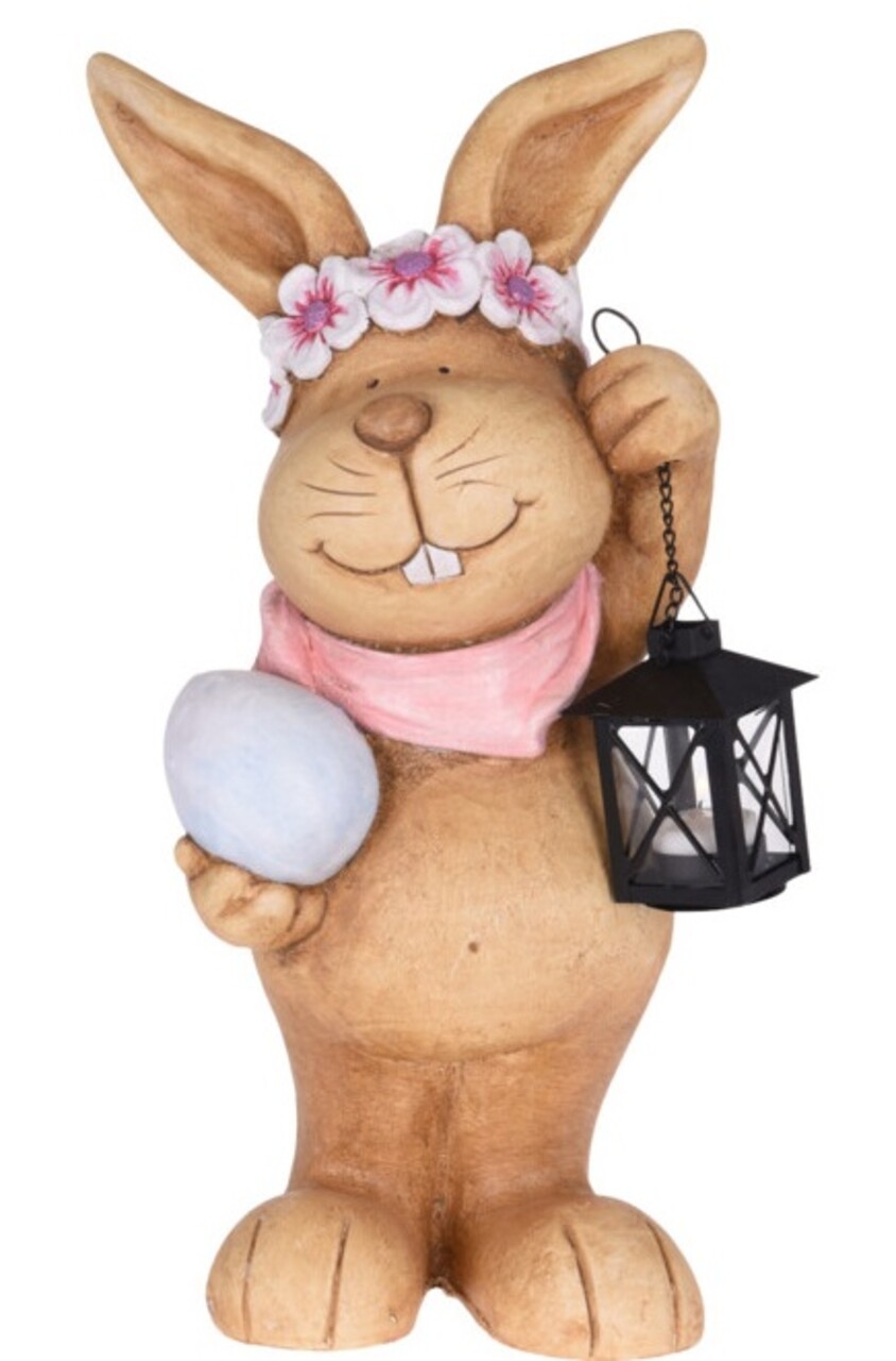 Excellent Houseware Girl Bunny Dísz lámpa, 17x20x48 cm, kerámia, színes