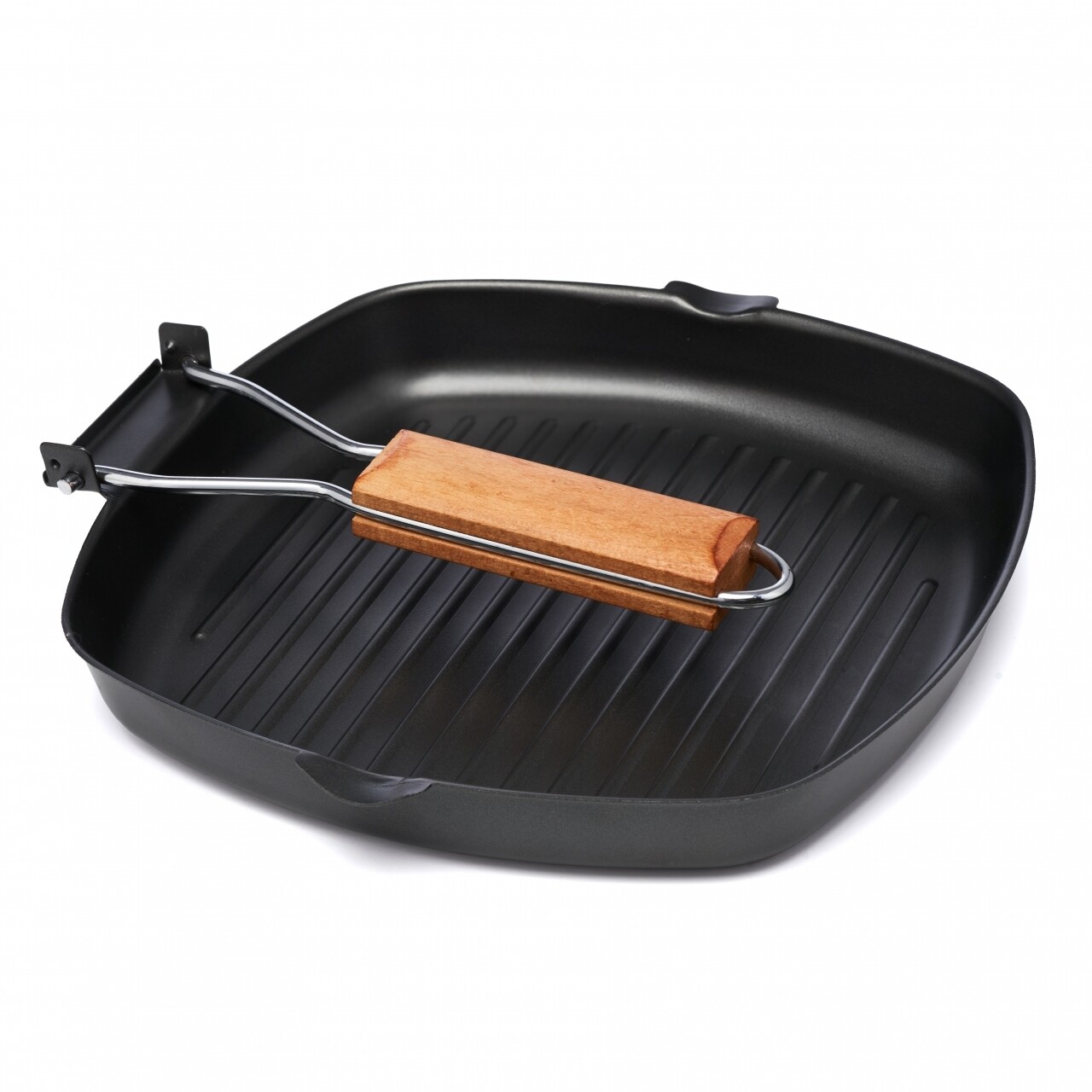 Delis Grill Serpenyő Levehető Nyéllel, Vanora Home, 24 X 3.5 Cm, Szénacél, Fekete