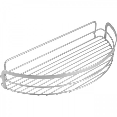 Félkörös Viva fürdőszoba polc, Metaltex, 37x17x6 cm, fém / Polytherm huzat, ezüst