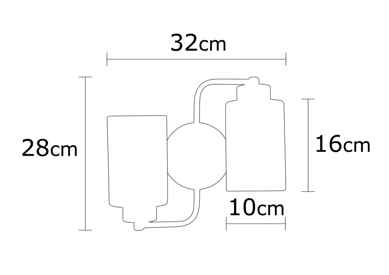 Balcova N-345 Fali Lámpa, Noor, 28 X 32 Cm, 2 X E27, 100W, Fekete