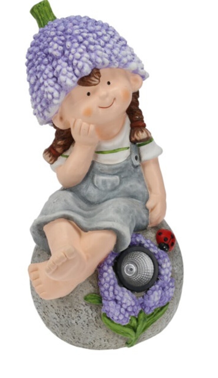 Excellent Houseware Girl w lavender Napelemes lámpa, 21x23.5x46.5 cm, magnézium oxid