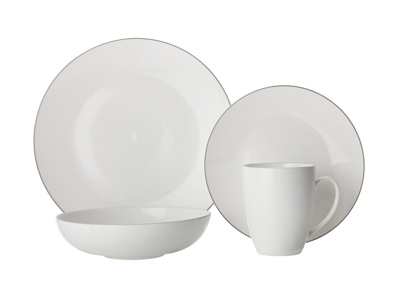 Maxwell & Williams 16 Darabos Étkészlet, Edge Coupe, Porcelán, Fehér