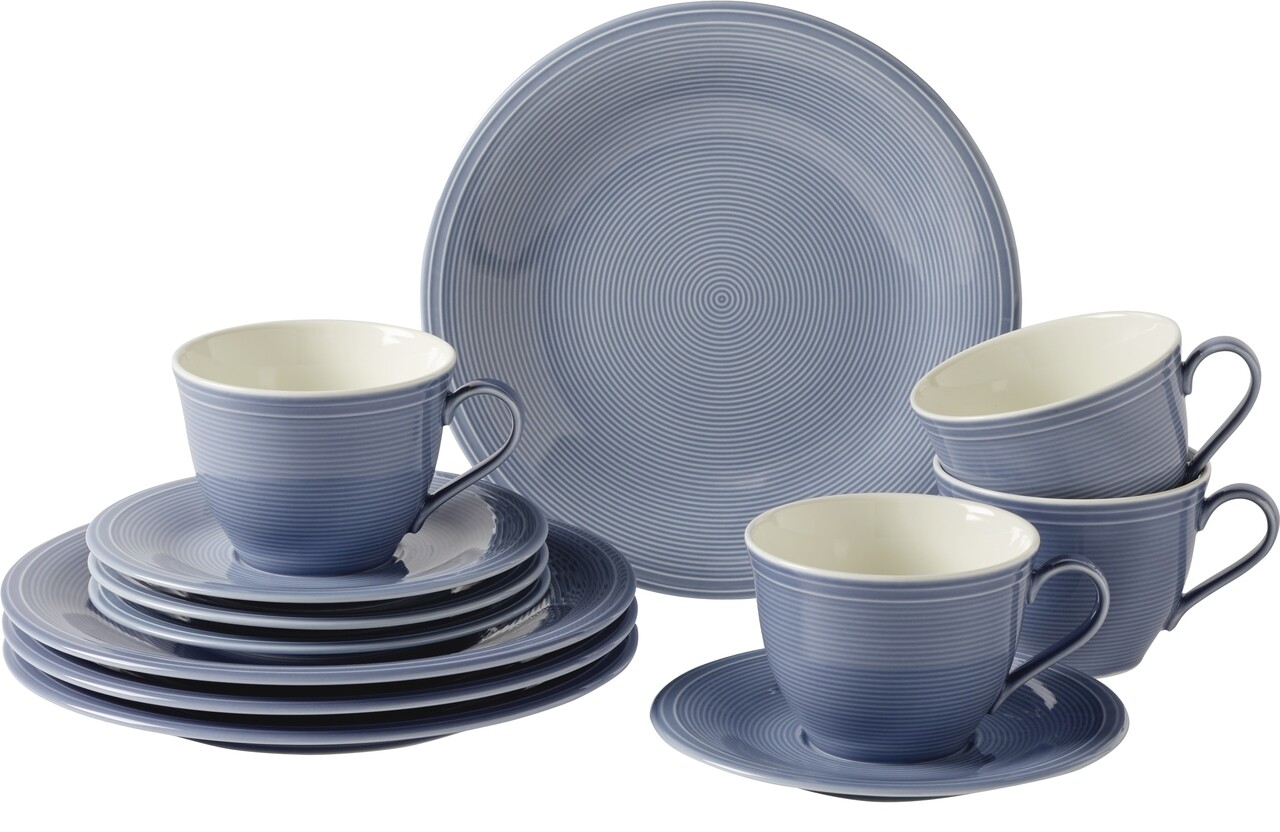 12 részes kávéskészlet, mint a Villeroy & Boch, Color Loop Horizon, prémium porcelán, kék