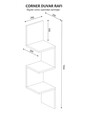 Corner Fali polc, Furny Home, 25x25x105.4 cm, fehér