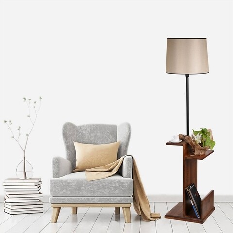 Luin Állólámpa polcokkal, 8274-4, E27, 60 W, fém/fa/textil