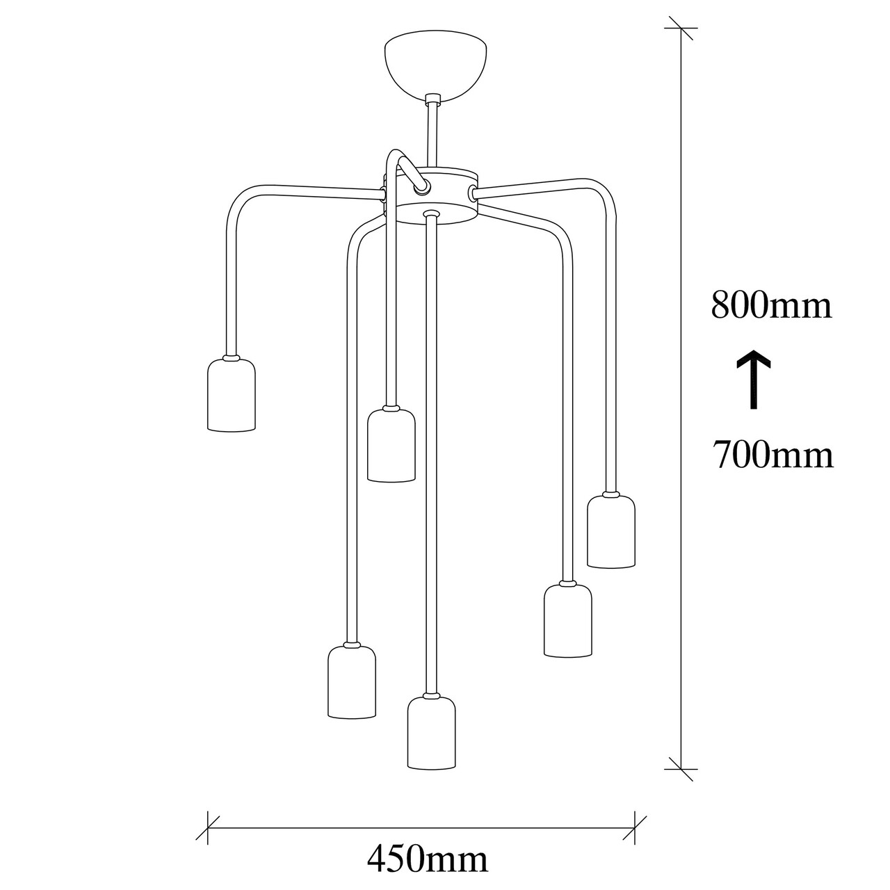 Opviq Denge Kandeláber, 6 X E27, 100 W, Fekete