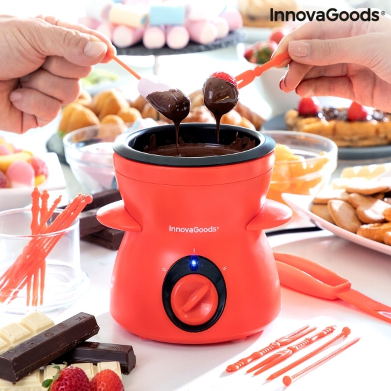 Fonlat InnovaGoods csokoládé fondue készítő tartozékokkal, 25W, 300 ml
