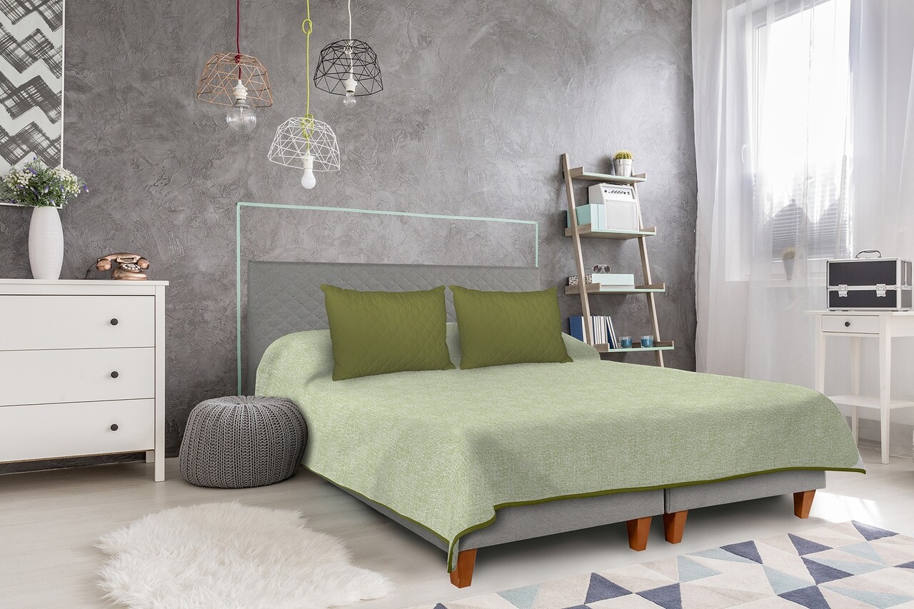 Alcam Steppelt Megfordítható ágytakaró, 210x220 Cm, Green Jeans