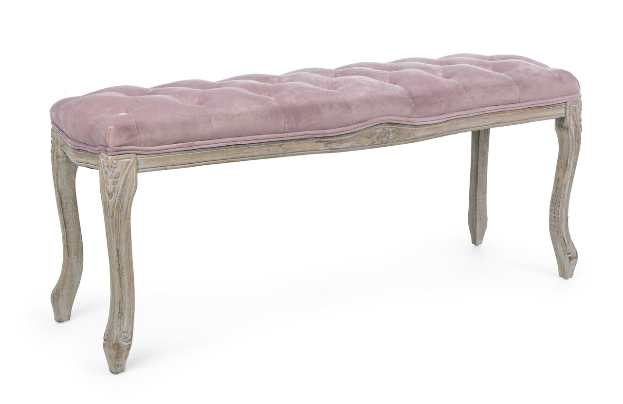 Mathilde, bizzotto pad, 110x36x47 cm, bársony, púder rózsaszín