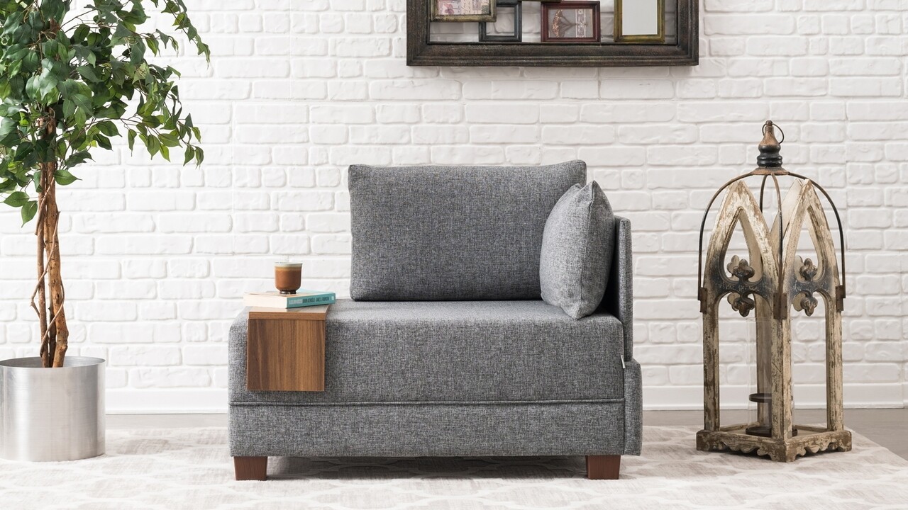 Fly armchair right kanapé, balcab home, 1 személyes, 100x75x80 cm, szürke