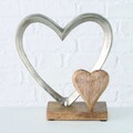 Carolyn Heart Dekoráció, Boltze, 22x18x7.5 cm, mangófa/alumínium