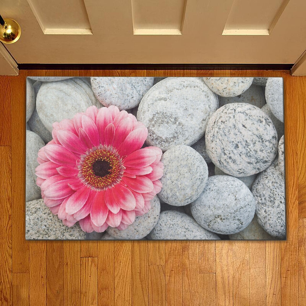 Bejárati szőnyeg Gerbera, Casberg, 38x58 cm, poliészter, rózsaszín/szürke