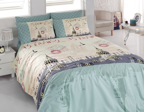 Egyszemélyes ágynemű Galata v2, Majoli Home Collection, 3 db, 160x240 cm, ranforce pamut, többszínű