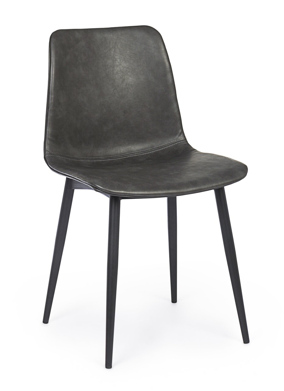 Kyra szék, bizzotto, ökológikus bőr, 44x50x80 cm, szürke