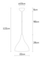Berceste N-1396 Csillár, Noor, 22 x 122 cm, 1 x E27, 100W, fehér