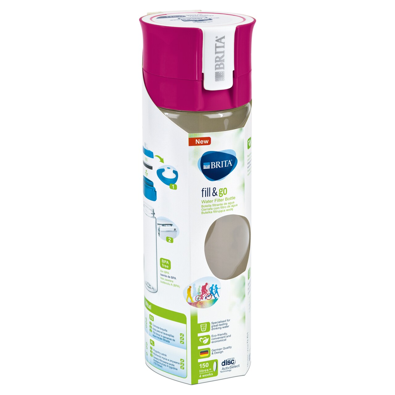 Szűrőpalack BRITA Fill & Go Vital 600 Ml (rózsaszín)